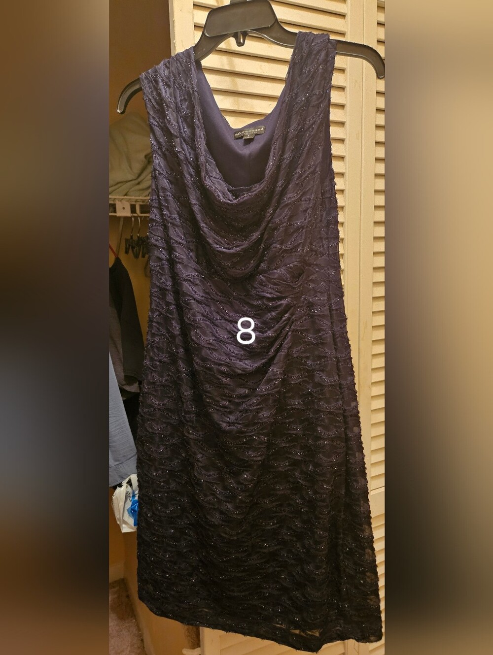 Embellished Black Evening Gown with Draped Cowl